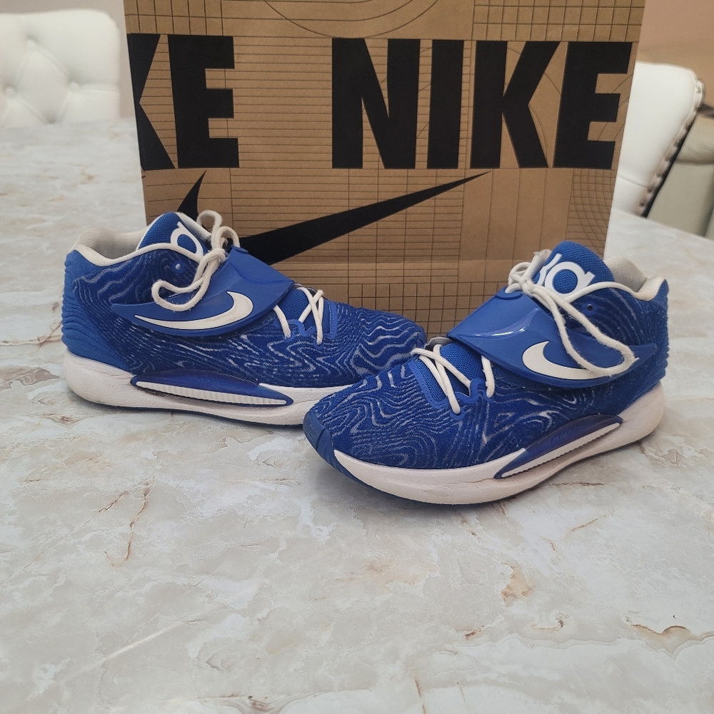 Men's Nike KD14 TB Durant Basketball Game Shoes DA7850-400 Blue White Size 9.5